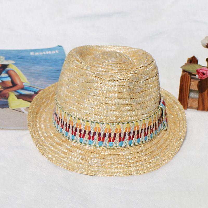 Natural straw braid summer straw colorful decoration with sun protection hat seaside resort straw hat_voghion.com