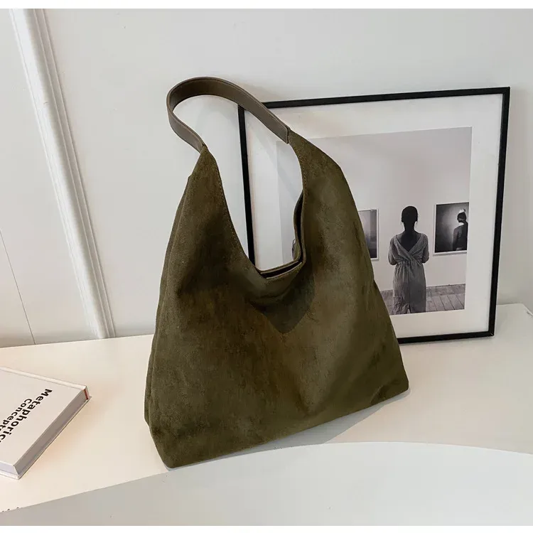 Borse a tracolla vintage da donna, grandi capacità, tinta unita, semplici, casual, da pendolare, retrò, per la spesa_voghion.com