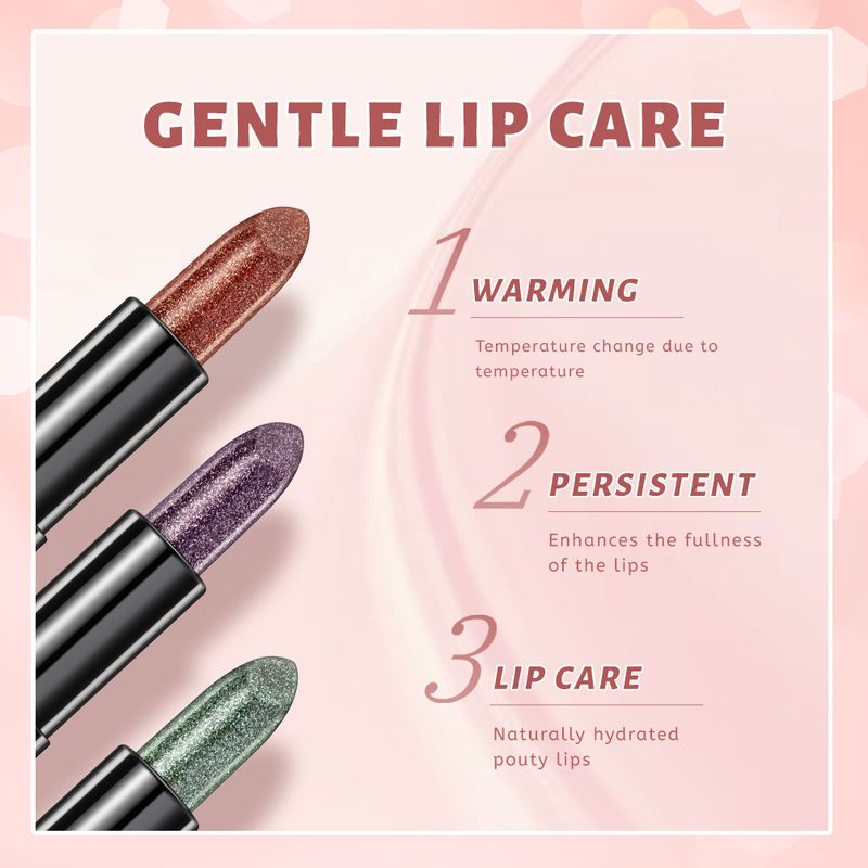 QIBEST faarwännernd Lippenstift, perlmutt, fein, glänzend, befeuchtend, einfach ze faarwen, temperaturännerend, Leit,_voghion.com