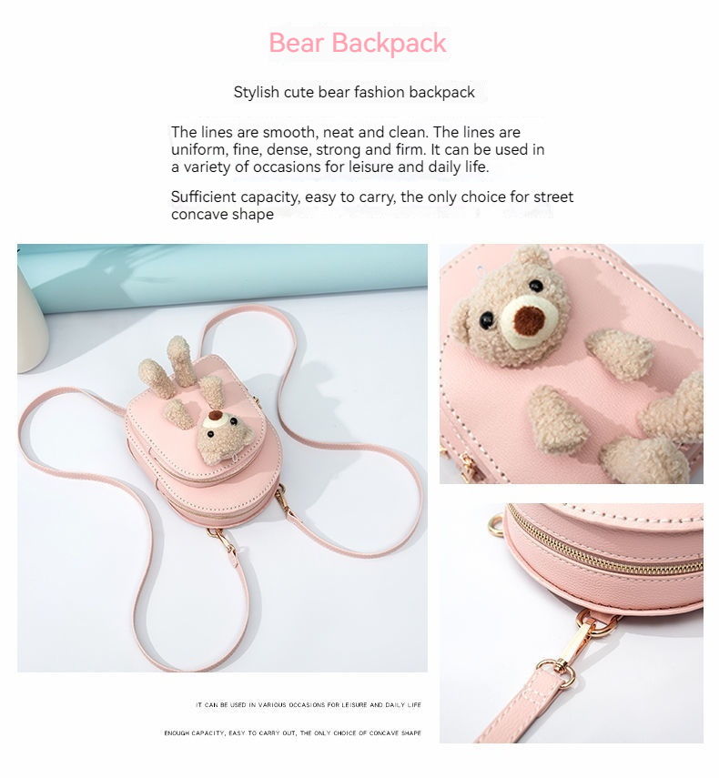 DIY Teddybär handgemachtes gewebtes weibliches selbstgemachtes Geschenk für Freundin, handgenähte Umhängetasche, Rucksack_voghion.com