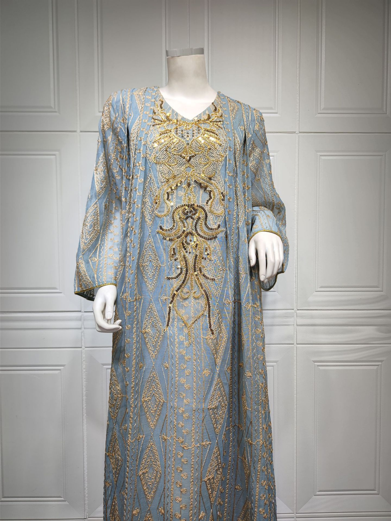 Women's Muslim Evening gown Muslim large size sequin embroidered robe_voghion.com