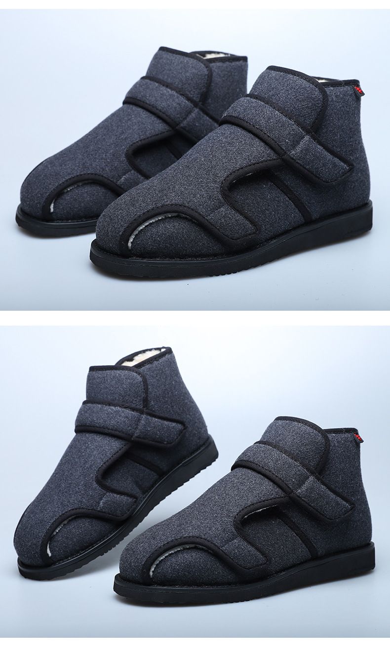 Qiwago Mid-Top-Klettverschluss-Design, Baumwolle, verdickt, warm, rutschfest, flache Schuhe für breite Füße, dicker Spann, tragbar_voghion.com