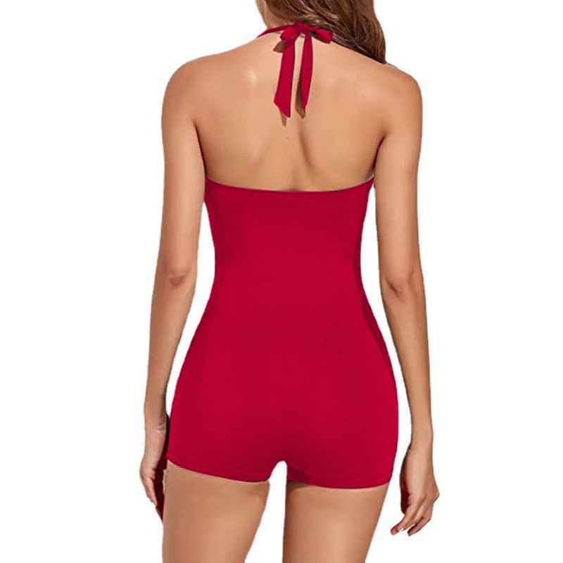 Naisten vaatteet Uusi Nylon Boxer Uimapuku Nainen Seksikäs Selkänojaton Suuri koko Yksivärinen Naisten Uimapuku Uimapuku_voghion.com