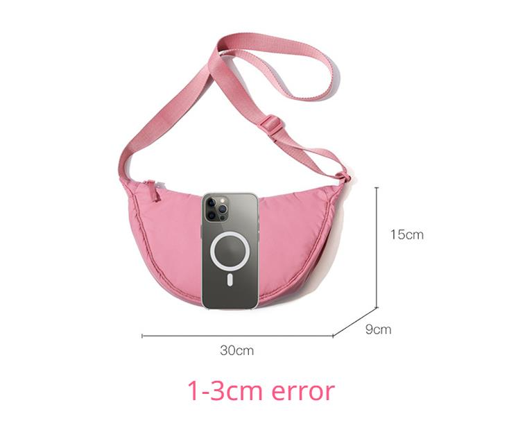Borsa a tracolla portatile semplice da donna in nylon imbottito in tinta unita, borsa da viaggio_voghion.com