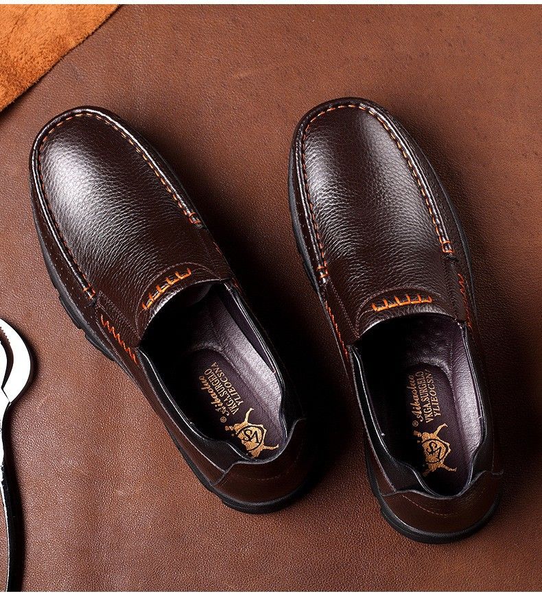 Zapatos de negocios casuales de cuero nuevos de otoño para hombres, ligeros, transpirables y antideslizantes_voghion.com