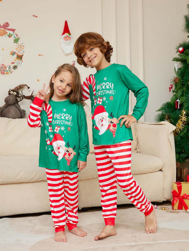 Pigiama natalizio per genitori e figli con stampa di lettere di Babbo Natale, set da casa_voghion.com