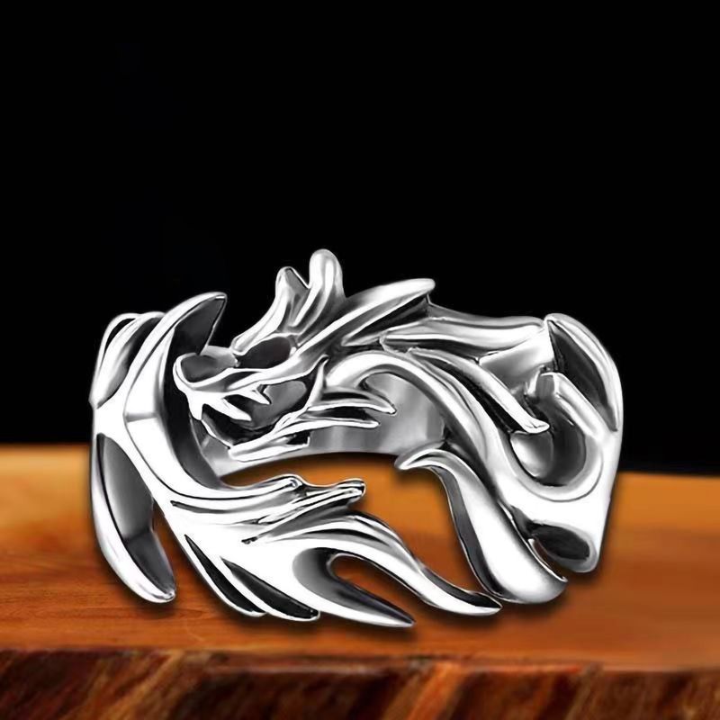 Anello retrò con drago, alla moda, per ragazzi e ragazze, con indice, in fusione, stile hip hop, punk rock, da uomo_voghion.com
