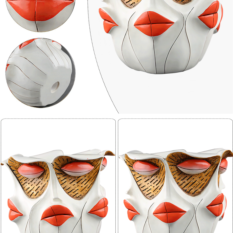 New Creative Multi-Faceted Girl Face Resin Flower Pot Home Desktop Garden Decoration Ornament_voghion.com