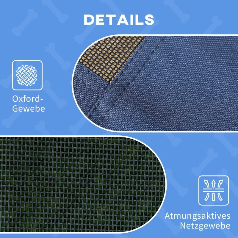 Wetterfestes Outdoor-Hundebett Mit Baldachin, Klappbar, Blau & Schwarz, 122x92x108 cm_voghion.com