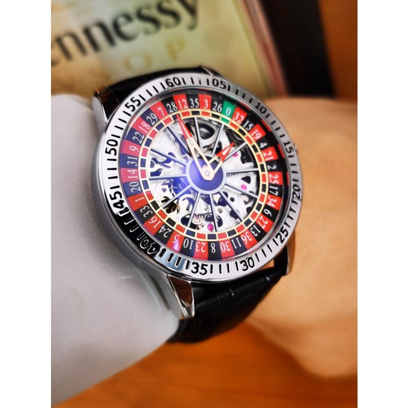 Fashion Rotatable Inner Dial Skeleton Mechanical Watch For Men Luminous Hands Steel Leather Band Automatic Watches_voghion.com