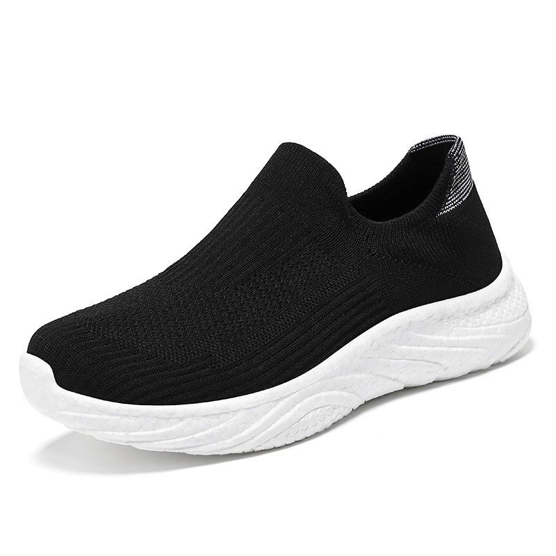 Men's Non-Smelly Slip-On Sock Solid Color Versatile Couple Casual Breathable Flyknit Single Shoes_voghion.com