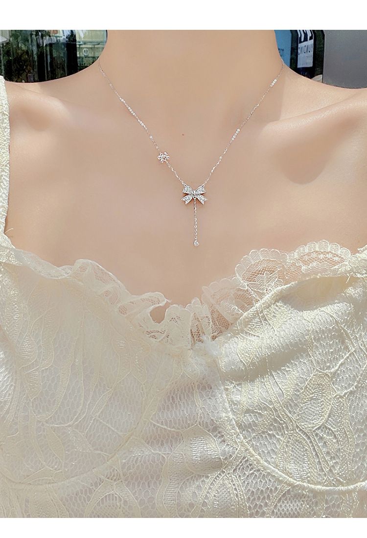 Collana con fiocco per donna Collana con ciondolo con fiocco alla moda Regalo di gioielli per donne e ragazze_voghion.com