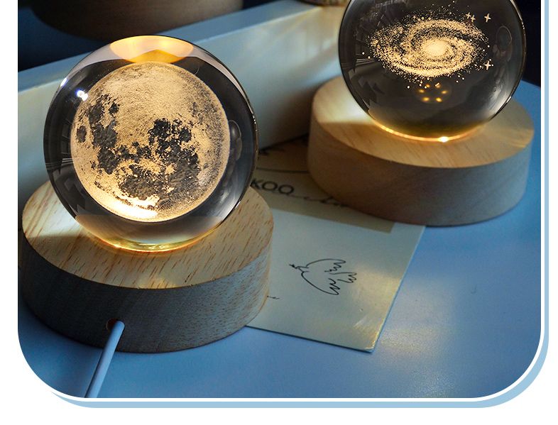 3D Kreatywna Planeta Galaktyka Szklana Kula Księżyc Kryształowa Kula Dekoracja na Biurko Dekoracja Nocna Dekoracja Domu Prezenty_voghion.com