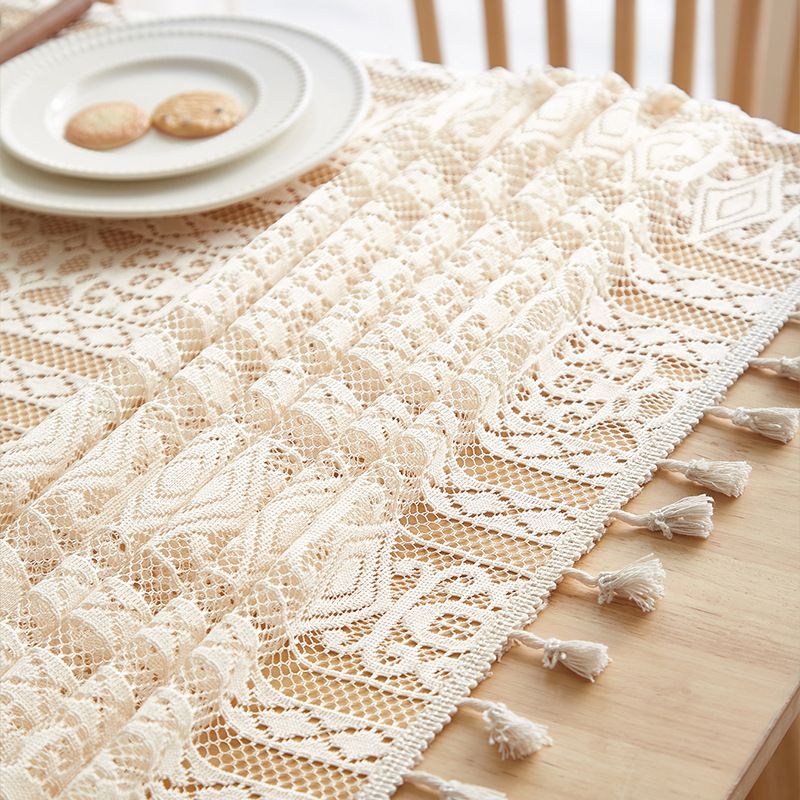 Tovaglia Bohemian Dot – Tessuto in poliestere con retro antiscivolo, motivo a pois rotondi resistente al calore per uso decorativo e da pranzo_voghion.com