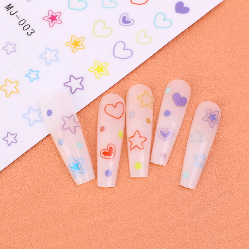 3D Regenbogen Sterne Nail Art Aufkleber Herz Liebe Planeten Transfer Aufkleber für Nagel selbstklebende Slider Fo_voghion.com