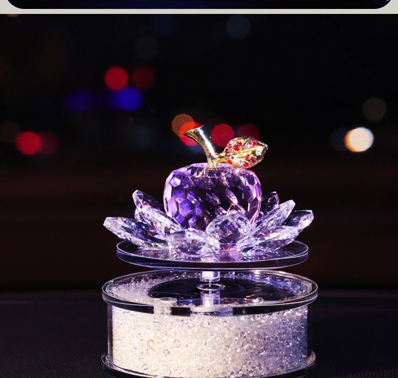 Solar Rotating Crystal Lotus Parfum Sedež Dekoracija Notranjost Avtomobila Ženska Elegantna Sredinska Konzola_voghion.com