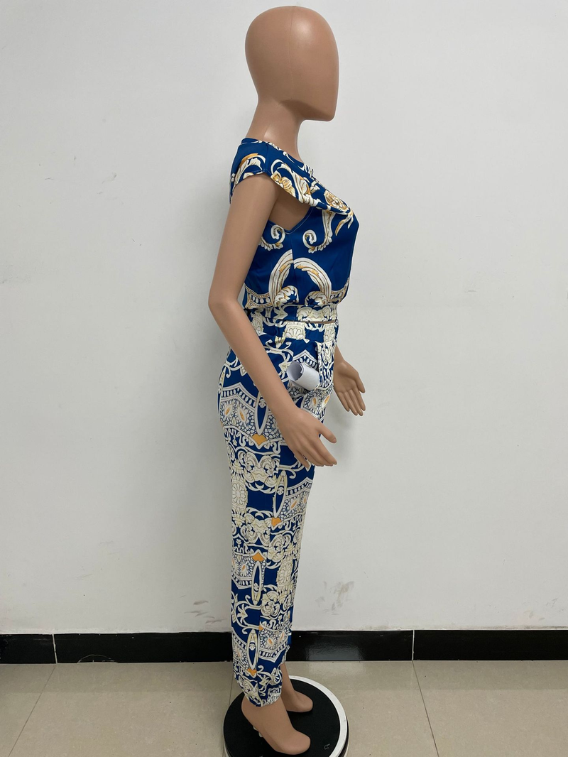 Ensemble deux pièces imprimé sans manches pour femmes, bretelles de station indépendantes, petit costume décontracté à parfum _voghion.com