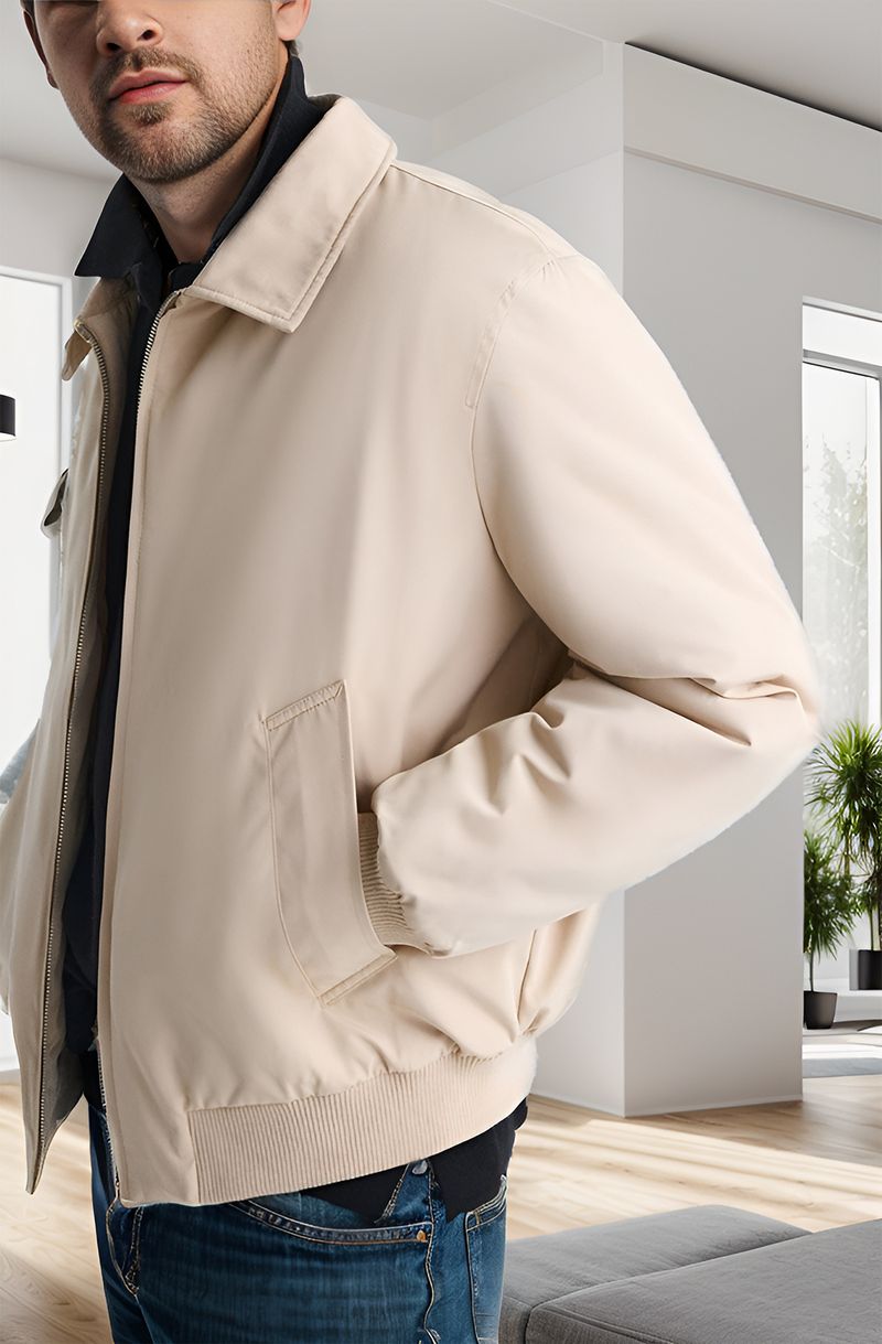 Spring and Autumn Simple Commuter Men's Zipper Collar Jacket_voghion.com