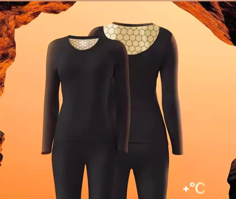 Lock-in temperatuur grafeen thermisch ondergoed voor heren en dames, zwarte gouden patch, verwarmende basislaag, kleding, broeken_voghion.com