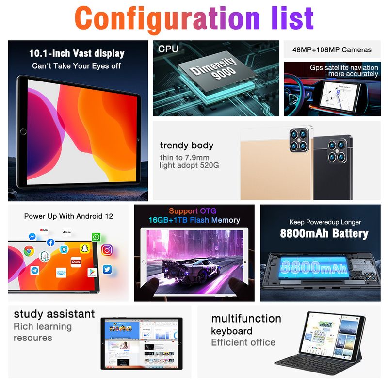 New Tab15 Tablet Computer Android Smart 10.1 Inch 32GB Card Insertable 3G Network_voghion.com