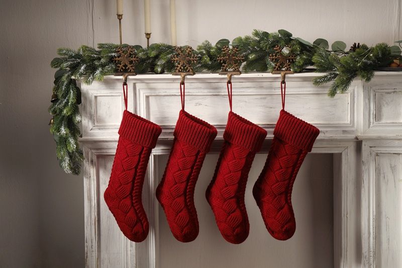 Knitted Christmas socks, yarn gift candy decoration bags, large banquet woven hanging accessories, socks and supplies_voghion.com