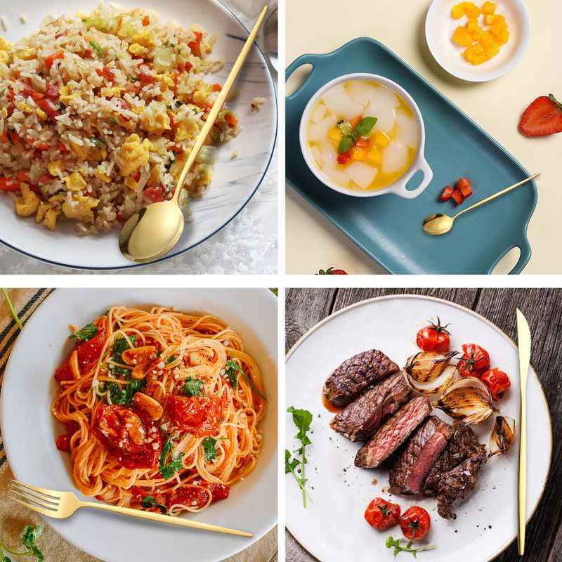 Riunione di famiglia, cibo occidentale, 6 persone, set di posate in acciaio inossidabile da 24 pezzi, coltello da bistecca, forchetta, cucchiaio_voghion.com