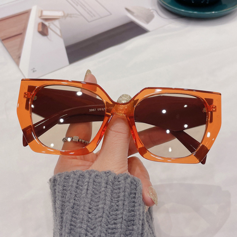 Polygonal sunglasses personality irregular diamond legs trendy glasses fashionable large frame contrast color hip hop sunglasses_voghion.com