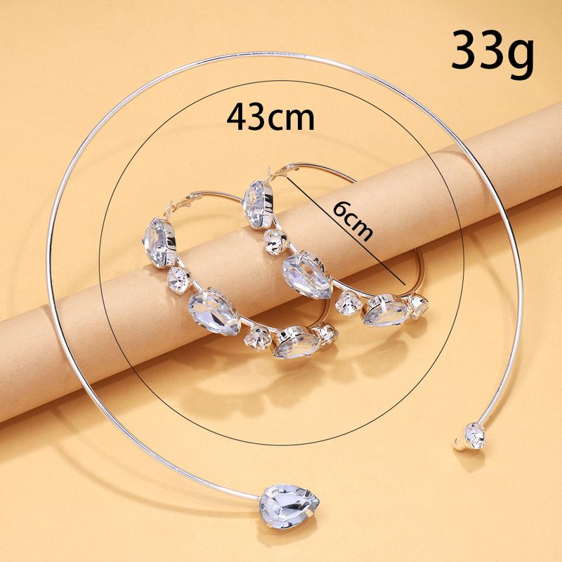 Nuevos pendientes de corazón con diamantes de imitación, gargantilla sencilla con gotas de agua, accesorios de novia, conjunto de joyas_voghion.com