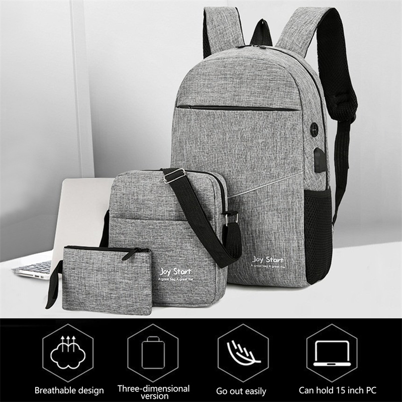 USB Charging For Business Laptop Backbag Large Capacity Bag Men Waterproof Backpack Set Travel Rucksack_voghion.com
