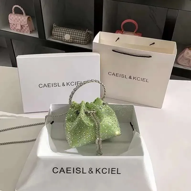 Borsa a tracolla con manico ad anello in metallo con glitter lucido Dias da sera, da donna, da festa, da sposa_voghion.com