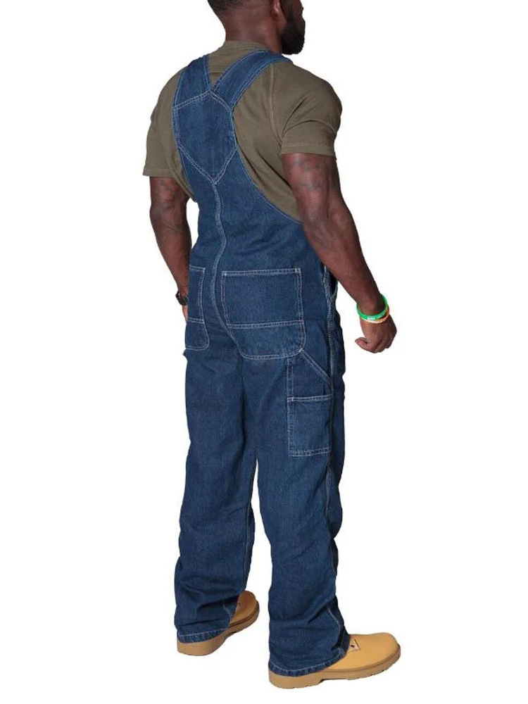 Barboteuse en jean à bretelles pour hommes, pantalon cargo en denim déchiré_voghion.com