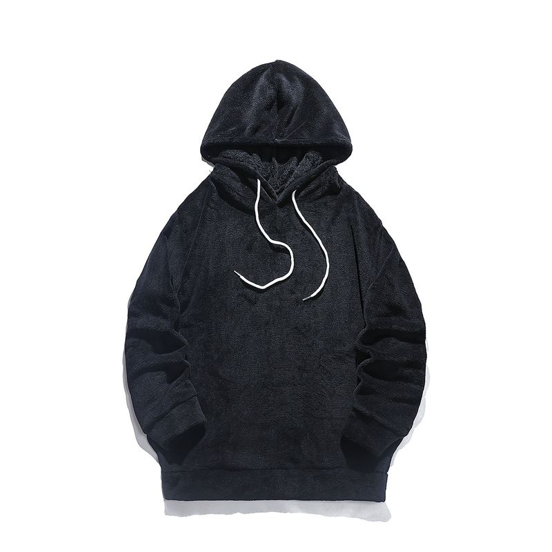 Felpa oversize con cappuccio in pile da uomo - Pullover invernale caldo con tasca a marsupio, fodera in morbido pile corallo, abbigliamento casual da strada_voghion.com