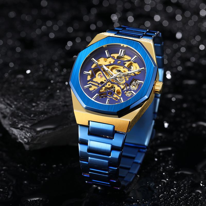 Montre mécanique automatique squelette tendance pour homme avec fonction heure universelle, boîtier en acier inoxydable de 41 mm, verre minéral, bracelet en alliage_voghion.com