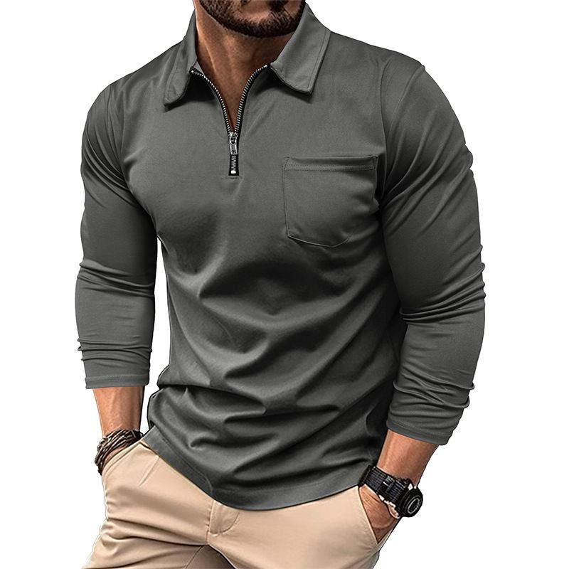 Lässiges Langarm-Poloshirt für Herren mit Reißverschlusskragen – Atmungsaktives und stylisches Slim-Fit-Oberteil für Business und Alltag_voghion.com