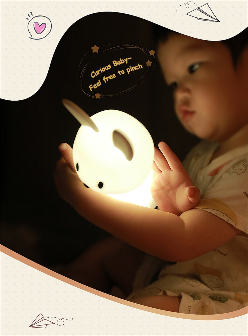 LED Night Light cute Rabbit Animal Cartoon Silicone Lamp Dimmable USB Rechargeable For Children kids bedroom gift Sleeping light_voghion.com