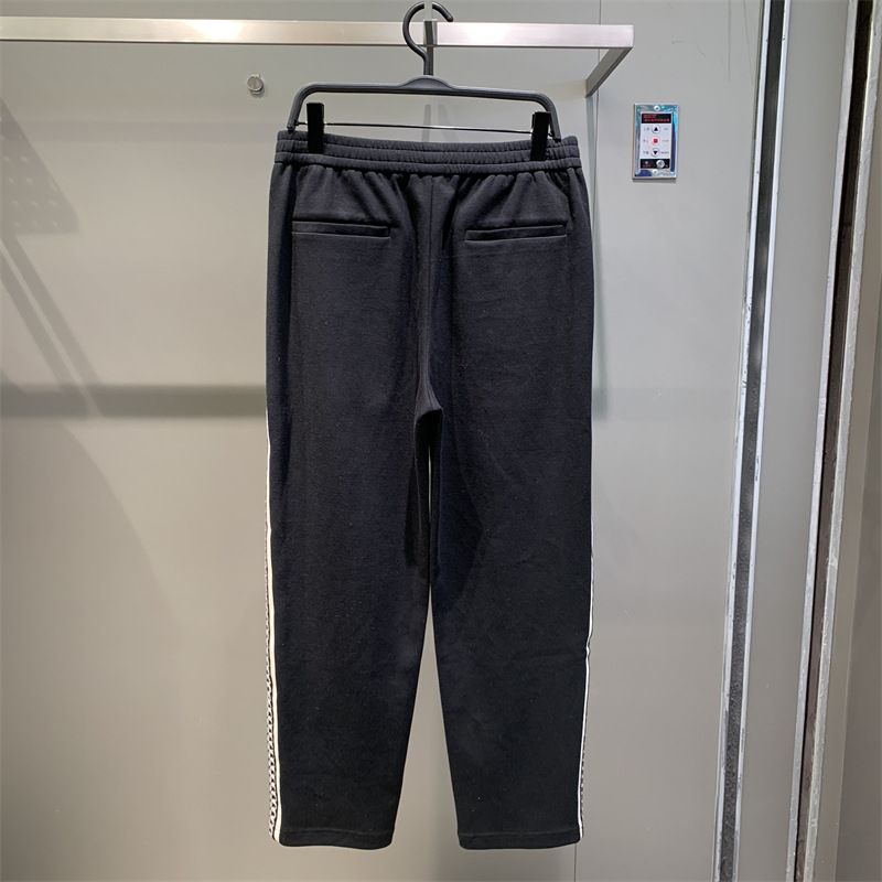 Man's clothing Knit jacquard ribbon splicing sportswear suit men's handsome stylish zip-up sweatpants_voghion.com