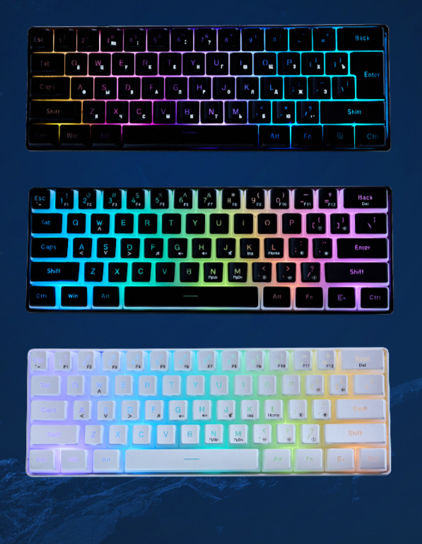 Cross-Border Wholesale 61-Key Gaming Lighted Business Office Mechanical Feel Portable Compact Computer Keyboard_voghion.com