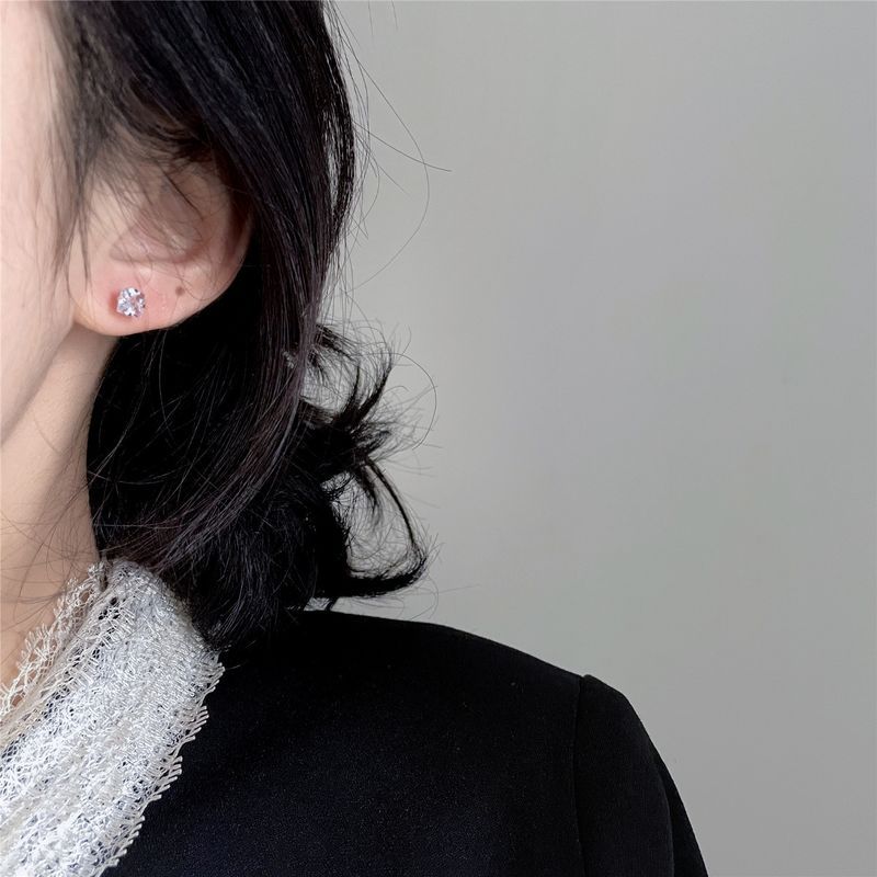 Super Sparkg Zircon Sier Small Versatile Water Dia Simple Earring Set Men And Earbone Studs Earrings For Women_voghion.com