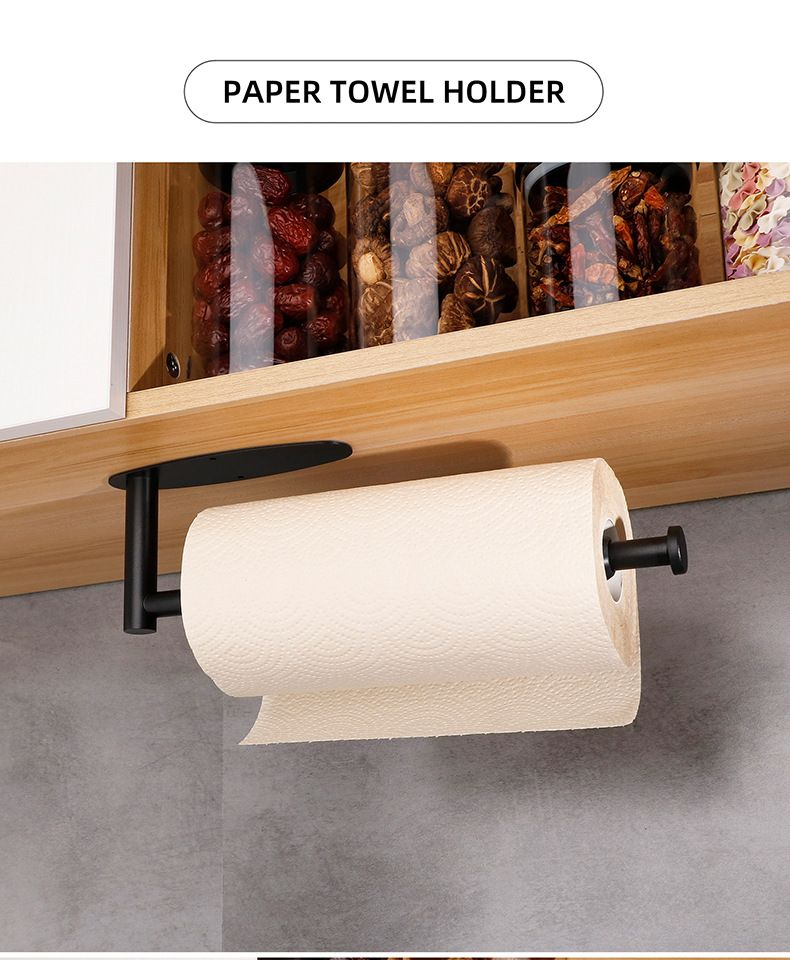 Papierhandtuchhalter unter dem Schrank mit Dämpfungseffekt, Einhandbedienbarer Papierhandtuchhalter zur Wandmontage, Selbstklebend oder Gebohrt_voghion.com