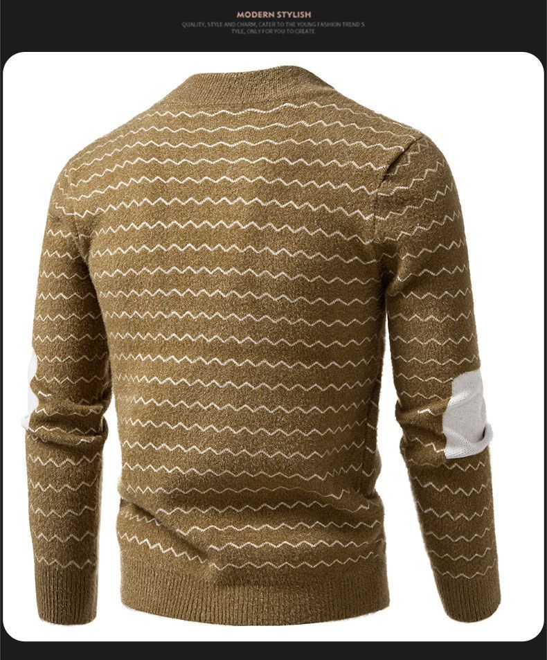 Men's Knitted Sweater Slim Fit Mock Mink Fleece Pullover Semi-Turtle Neck Long Sleeve Casual Winter Warm Top For Big Tall (Black, White, Caramel)_voghion.com