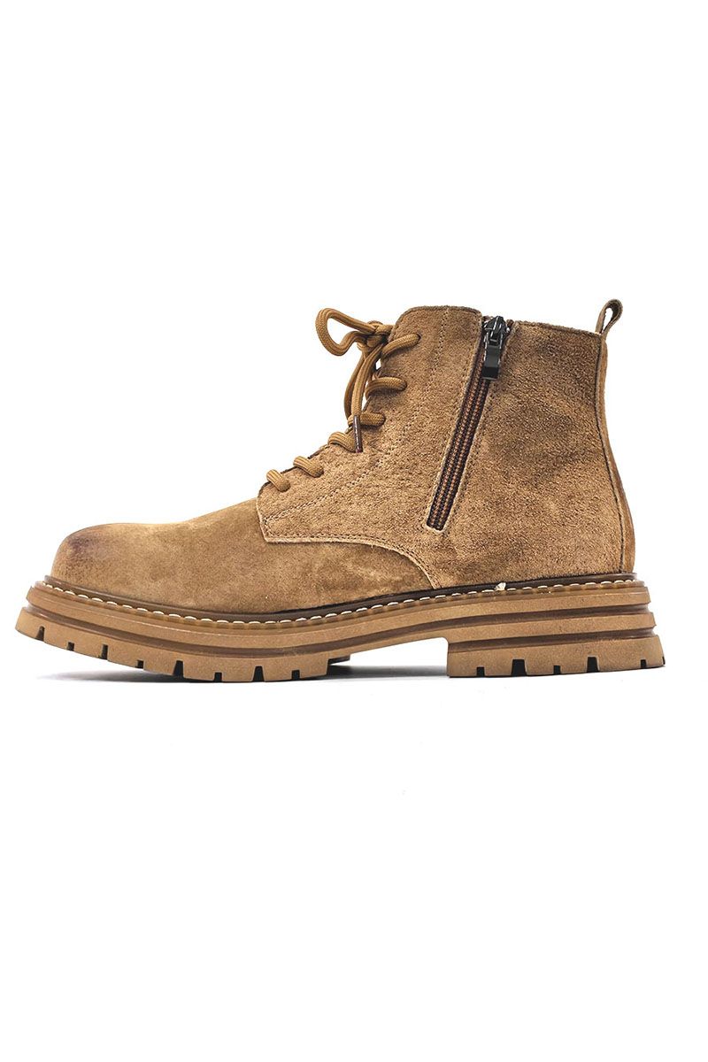 Mid-Top Zipper Frosted Outdoor All-Matching Platform Martin Boots_voghion.com