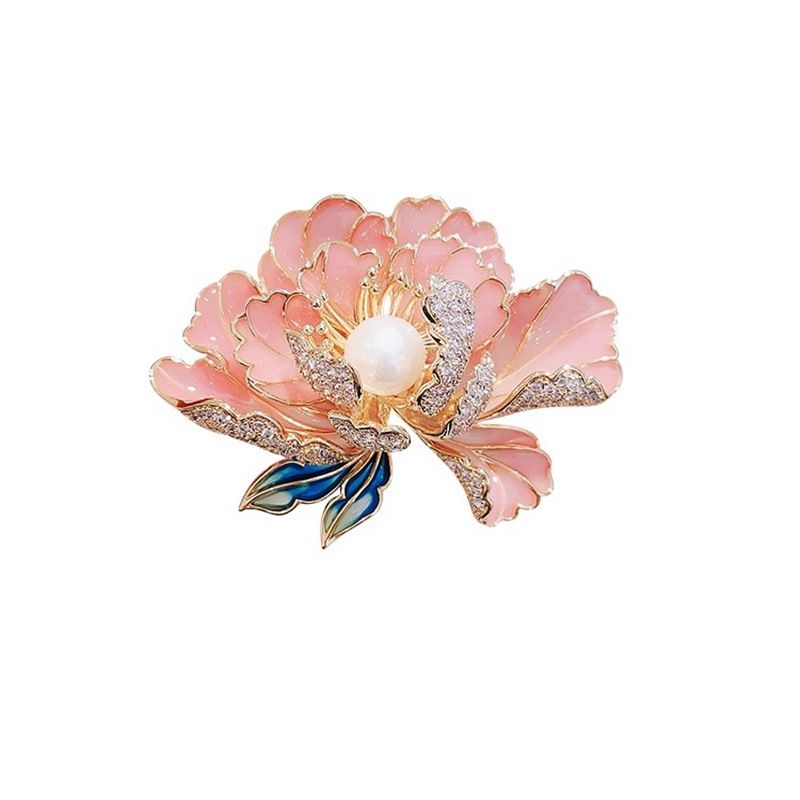 Spilla a forma di fiore di peonia, spilla da cheongsam da donna, spilla in lega temperamento, accessorio per cappotto e abito_voghion.com