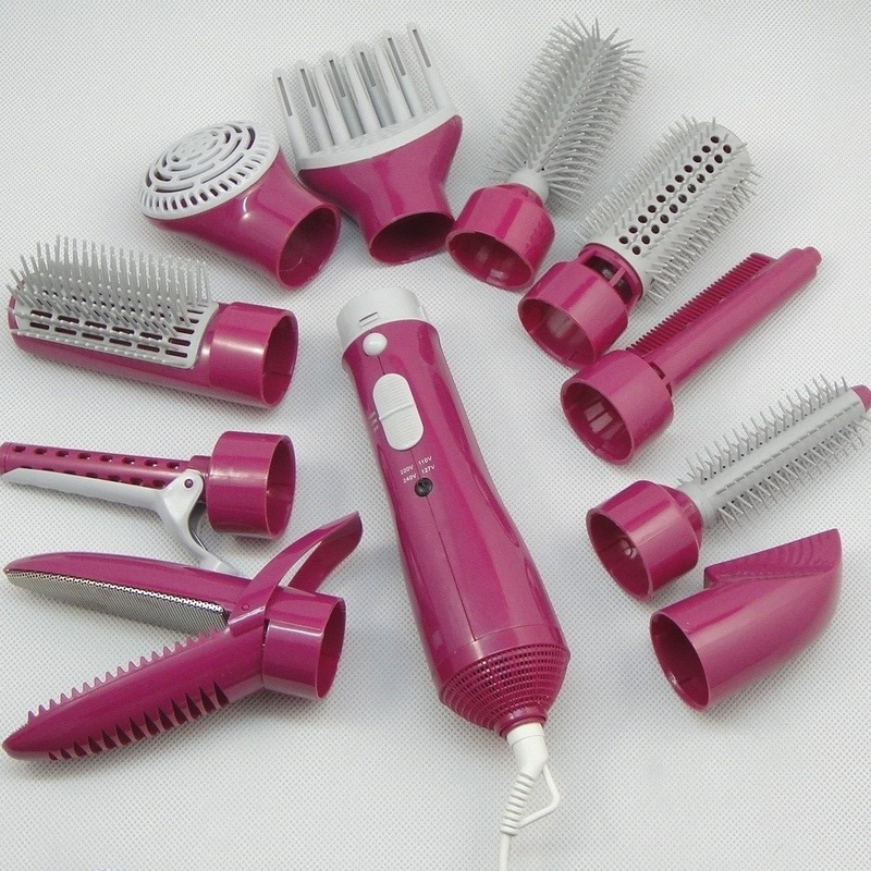 Multifunktionaler, gerader, lockiger Trocknerkamm, leistungsstarkes Haarstyling-Werkzeugset für zu Hause, 10 Stück_voghion.com