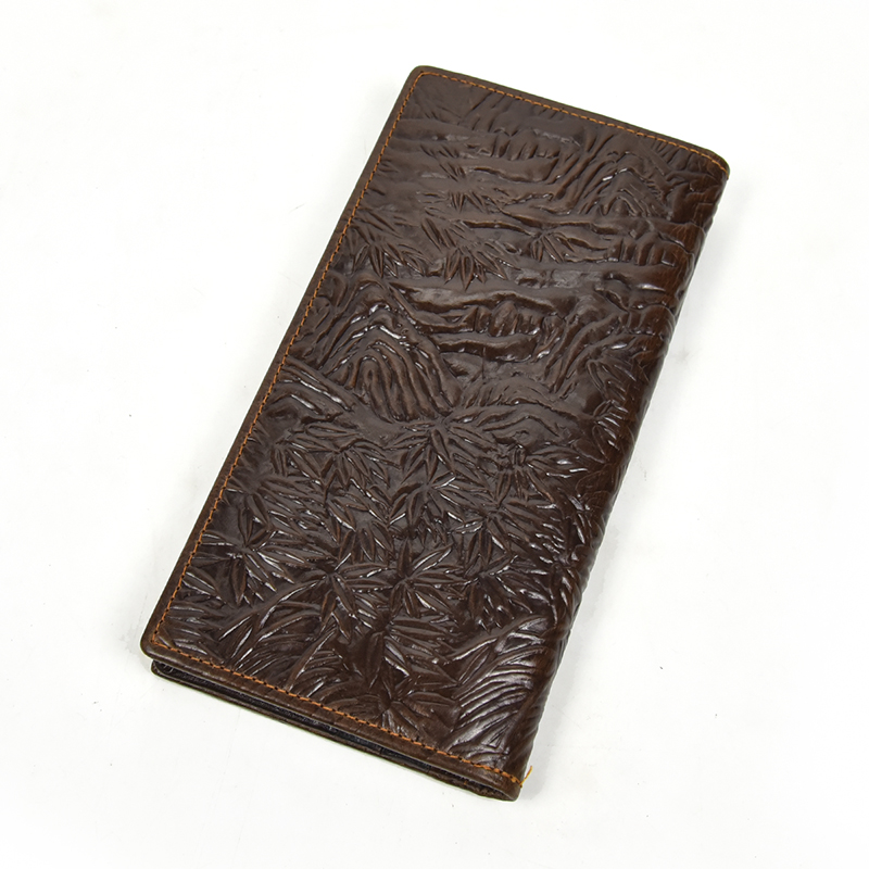 Miesten vintage-lohikäärme aitoa nahkalompakko Ruskea lehmännahkainen pitkä bifold Ketjulompakko puhelintaskulla muotipitkä_voghion.com