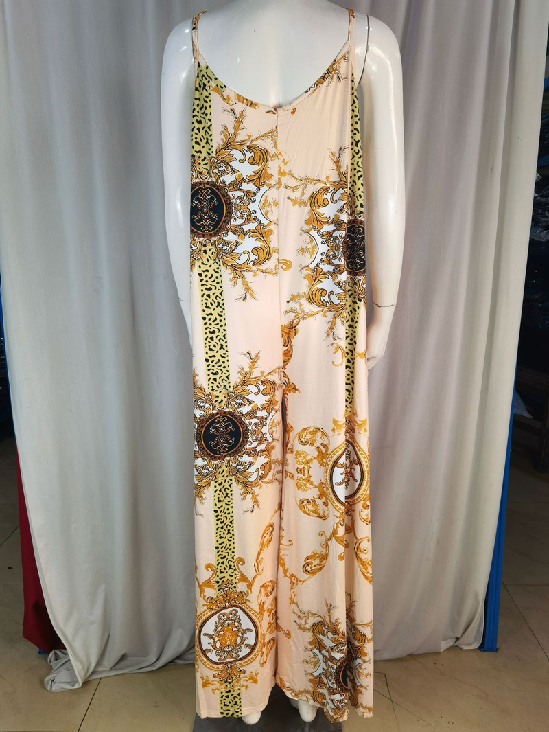 Women's clothing independent station casual printed backless sexy jumpsuit_voghion.com