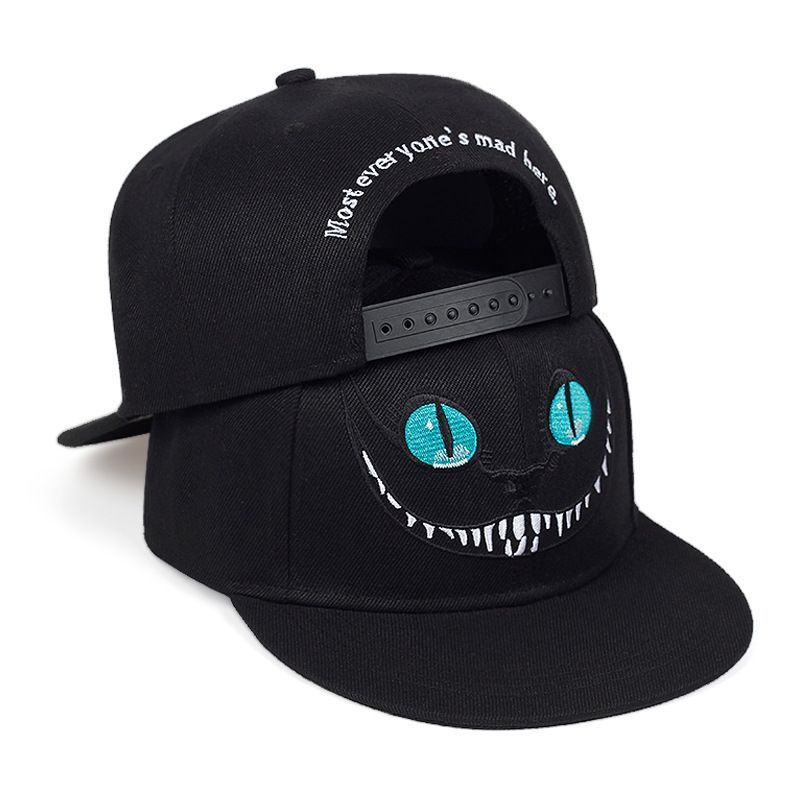 Cheshire Cat Svart Hip Hop Jay Chou Samma stil Anka Tunga Man och Kvinna Gata Platt brätte Hatt Mode_voghion.com