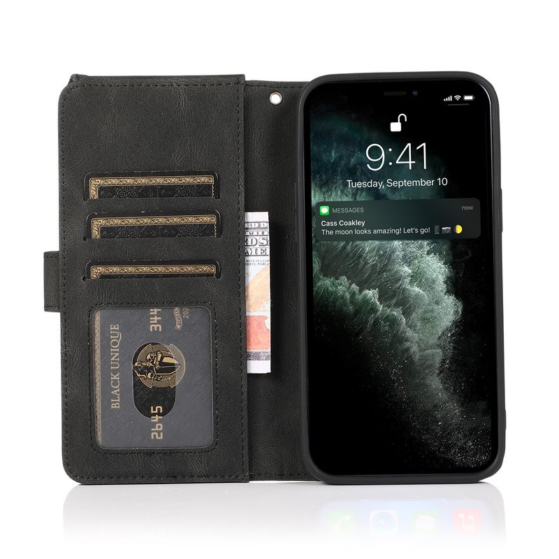 Mobile Phone Case Suitable For Iphone14 Leather Case Nine Carabiner Multifunctional Apple 14plus Skin-Sensitive Mobile Phone Protective Case_voghion.com