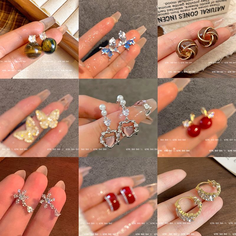 Orecchini a bottone micro-intarsiati con fiocco di neve super fatato in argento S, di alta qualità, per donna, leggeri e di lusso_voghion.com