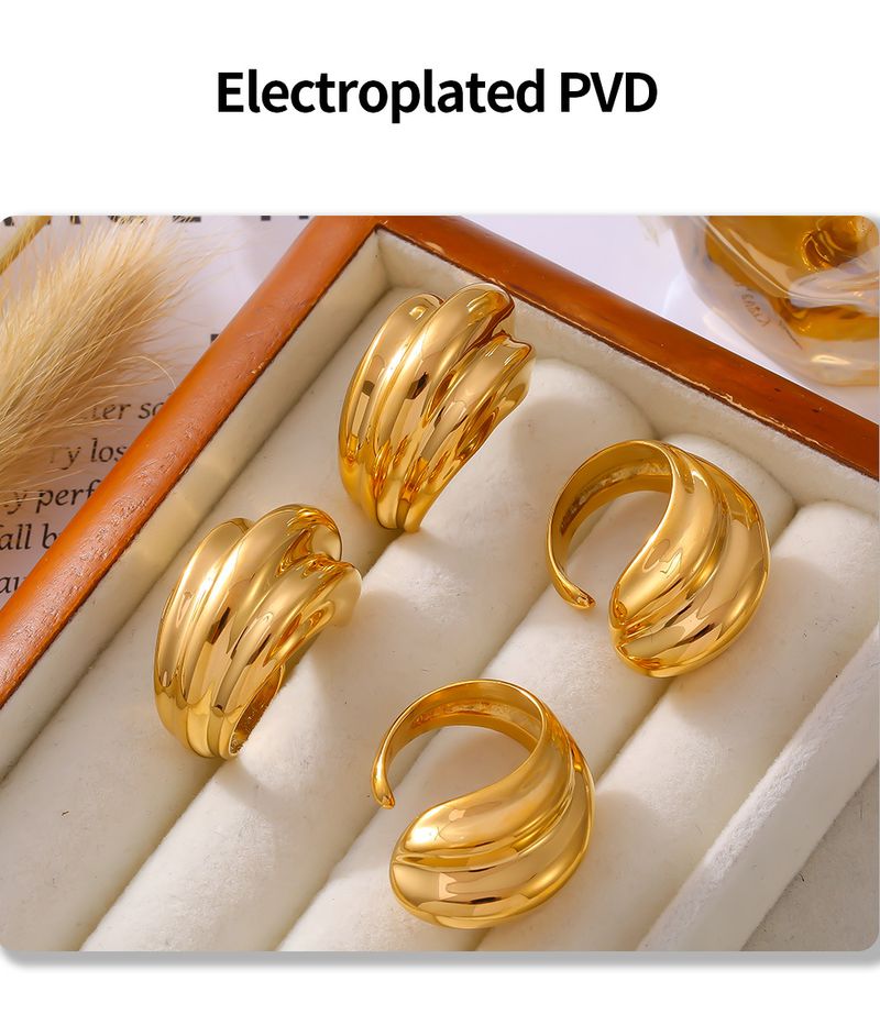 Small Niche Design, Simple Metal Smooth Wave Ring, Ins Style, Irregular Wide Face, Stacked Index Finger Ring_voghion.com