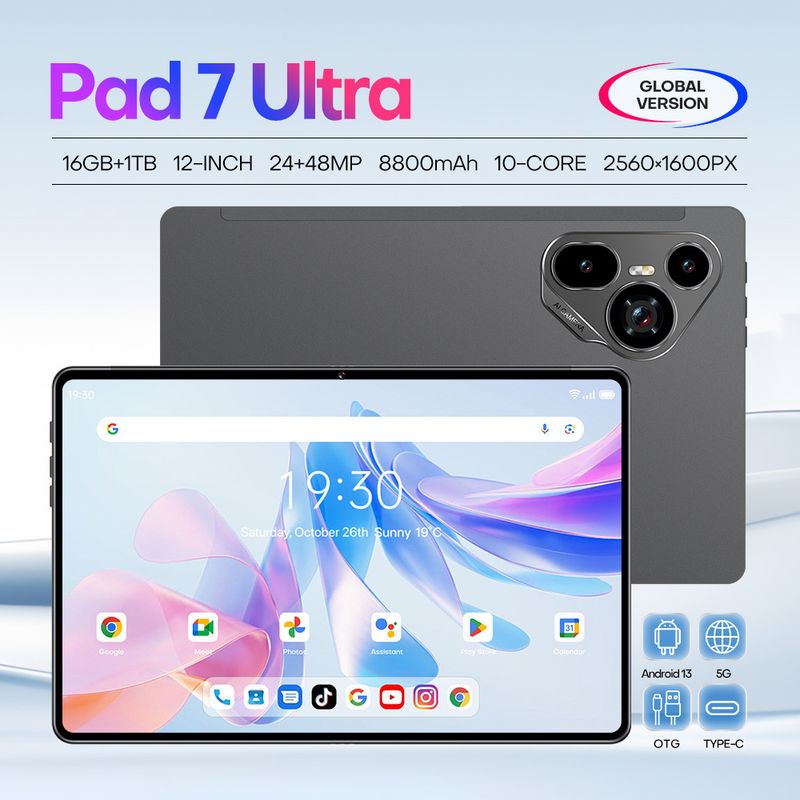 2024 neues 12-Zoll-Pad7-Ultra-Tablet mit Dual-SIM-3G-Anrufen und Achtkern-IPS-Bildschirm_voghion.com
